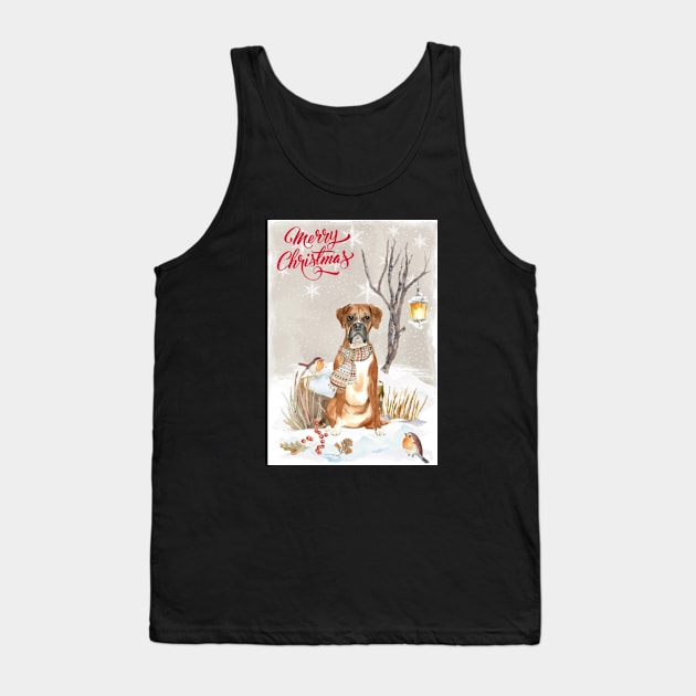 Boxer Dog Merry Christmas Santa Dog Tank Top by Puppy Eyes